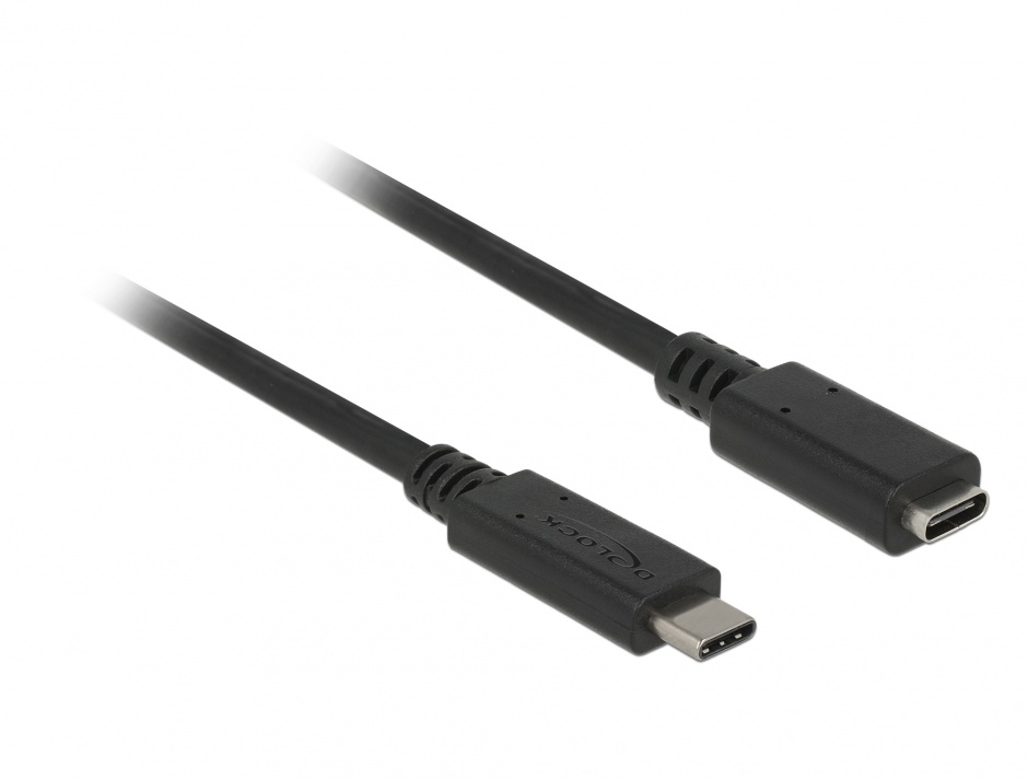 Imagine Cablu prelungitor USB 3.2 Gen2 tip C T-M 3A 2m Negru, Delock 85542