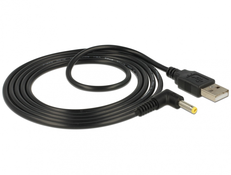 Imagine Cablu de alimentare USB la DC 4.0 x 1.7 mm unghi 90 grade 1.5m, Delock 85544 