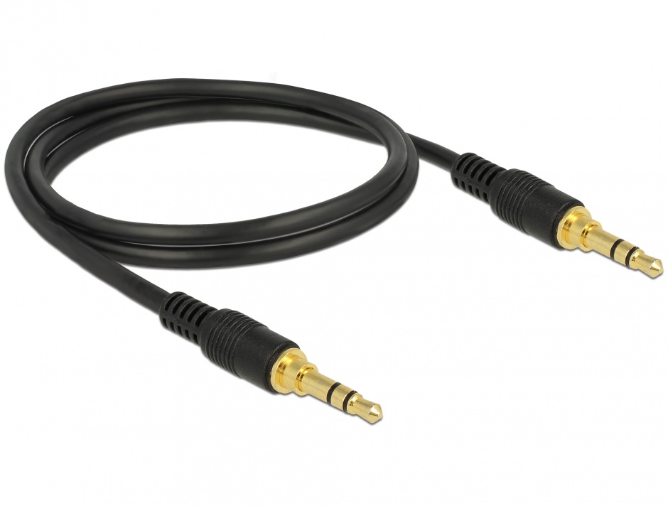 Imagine Cablu audio jack stereo 3.5mm (pentru smartphone cu husa) T-T 1m negru, Delock 85547
