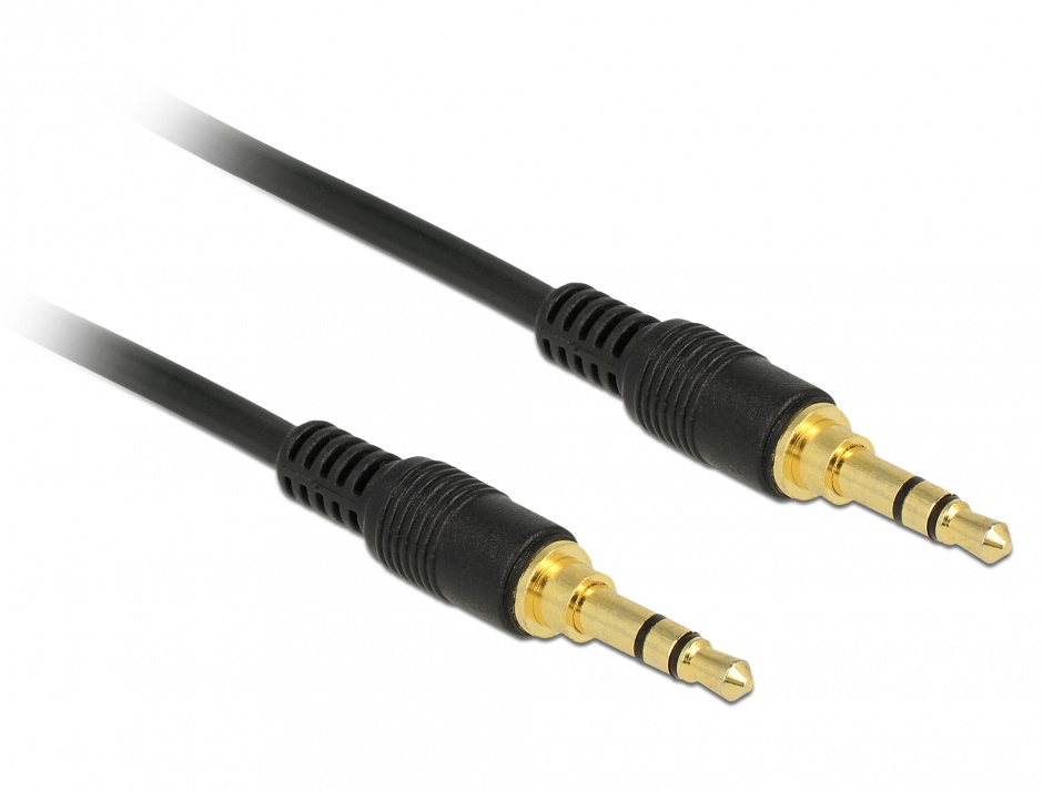 Imagine Cablu audio jack stereo 3.5mm (pentru smartphone cu husa) T-T 3m negru, Delock 85551