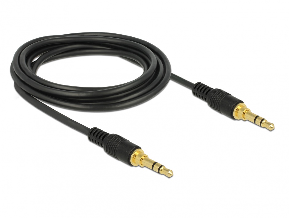 Imagine Cablu audio jack stereo 3.5mm (pentru smartphone cu husa) T-T 3m negru, Delock 85551 