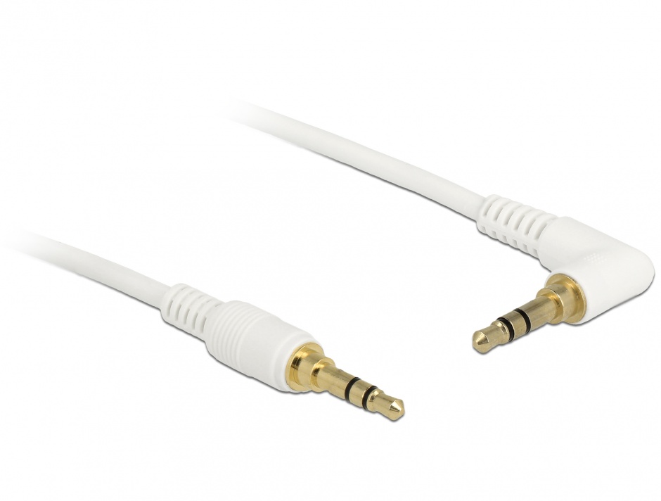Imagine Cablu Stereo Jack 3.5 mm 3 pini (pentru smartphone cu husa) unghi 1m T-T alb, Delock 85567