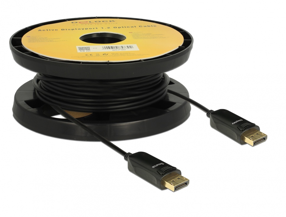 Imagine Cablu activ optic DisplayPort 1.2 T-T 4K 60Hz 15m Negru, Delock 85730