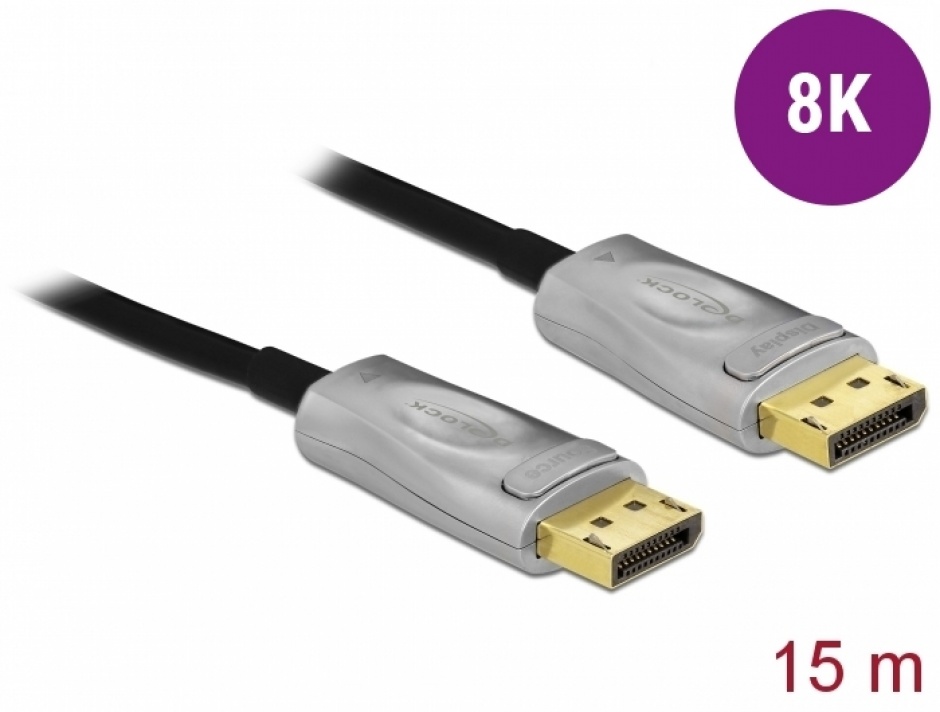 Imagine Cablu DisplayPort activ optic v1.4 8K60Hz/4K144Hz T-T 15m, Delock 85886