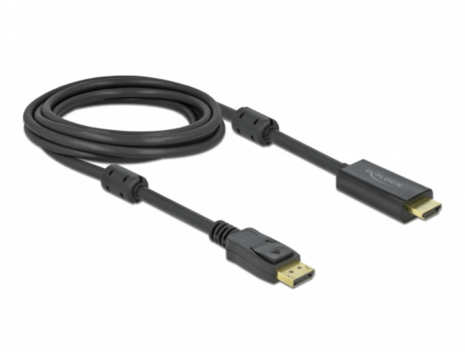 Imagine Cablu activ DisplayPort 1.2 la HDMI 4K60Hz T-T 3m Negru, Delock 85957