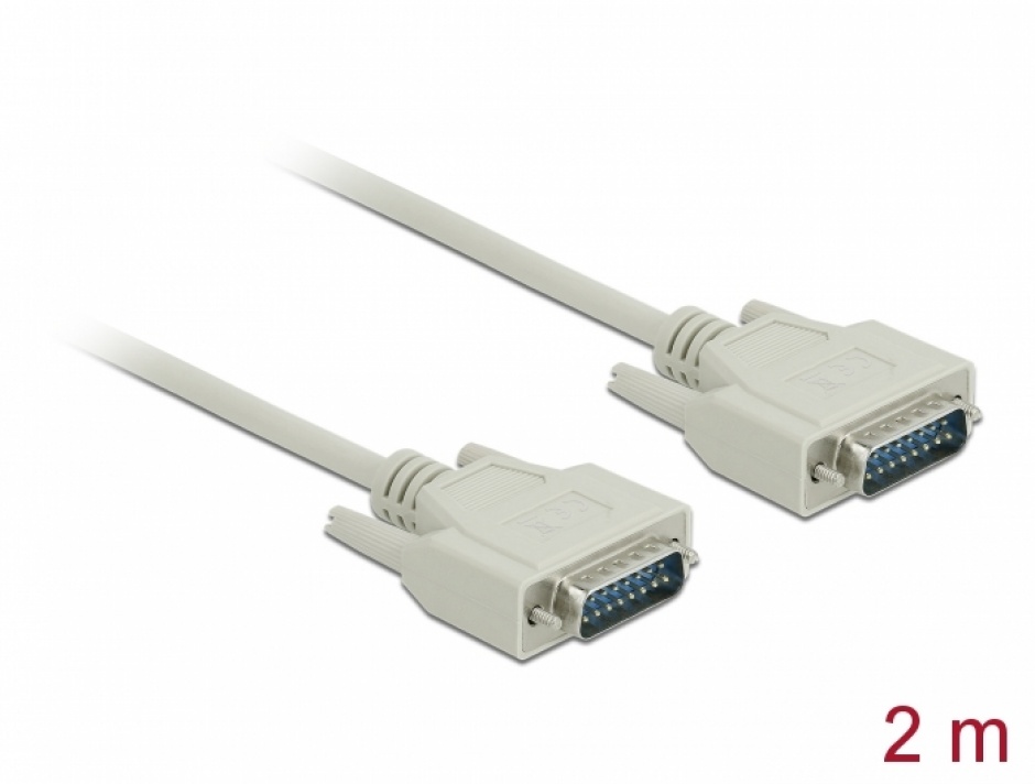 Imagine Cablu serial D-Sub 15 pini T-T 2m, Delock 85976