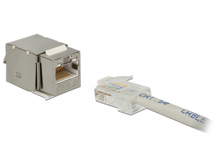 Imagine Modul Keystone RJ45 Securizat ecranat Cat.6 > LSA, Delock 86404