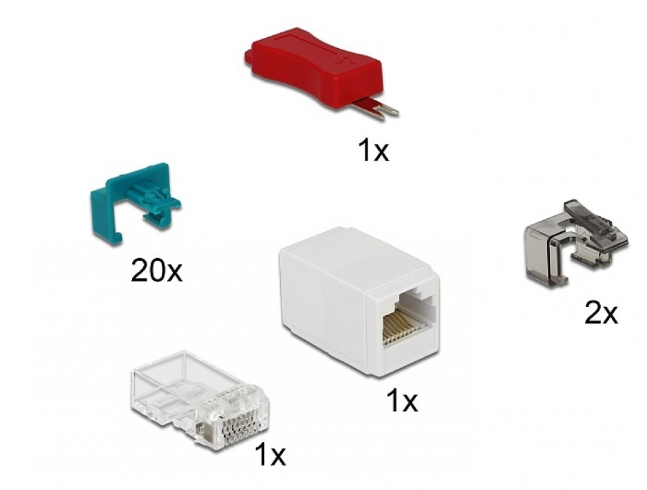 Imagine Set 20 buc clips securizare mufa RJ45, Delock 86406