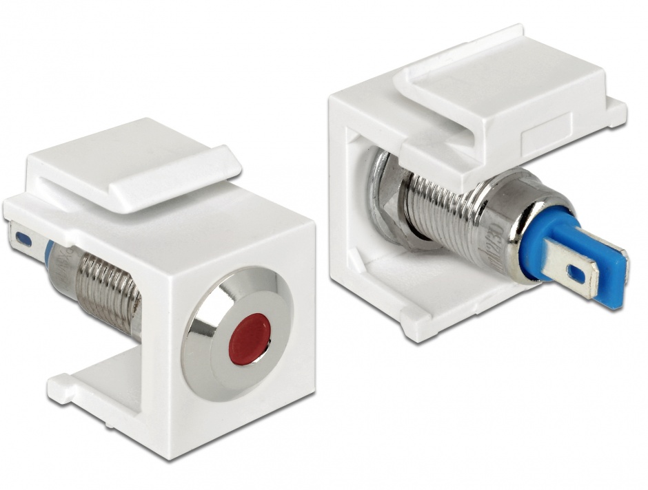 Imagine Keystone alb cu LED rosu 6V flat, Delock 86433