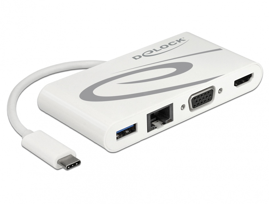 Imagine Docking Station USB-C 3.1 la HDMI 4K 30 Hz + VGA + LAN + USB PD, Delock 87731