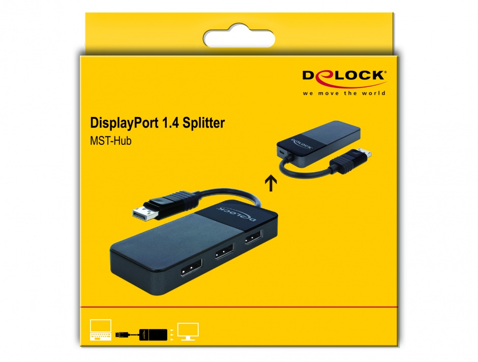 Imagine Multiplicator DisplayPort 1.4 cu 3 porturi, Delock 87737