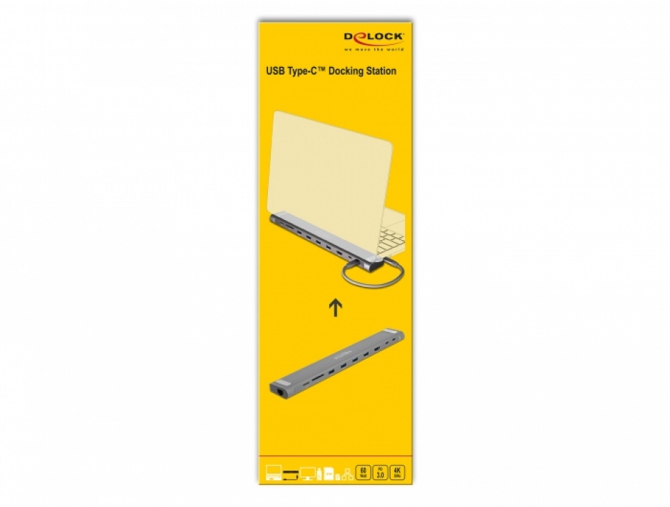 Imagine Docking Station slim USB 3.1-C la HDMI 4K30Hz / USB 3.0 / LAN / SD / PD 3.0, Delock 87748