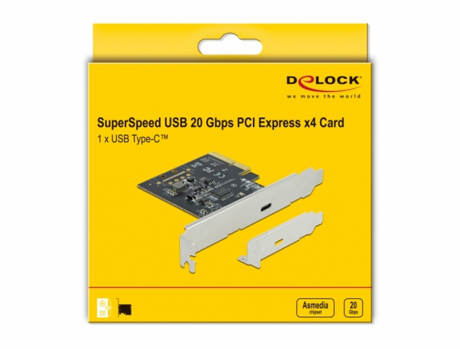 Imagine PCI Express cu 1 x SuperSpeed USB 20 Gbps (USB 3.2 Gen 2x2) USB-C, Delock 89036