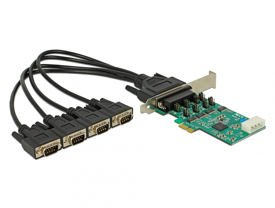 Imagine PCI Express cu 4 x Serial RS-232 High Speed 921K cu Voltage supply, Delock 89335