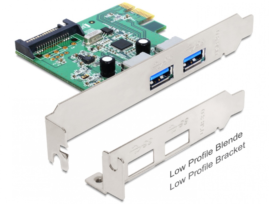 Imagine PCI Express x1 cu 2 x USB 3.0, Delock 89356