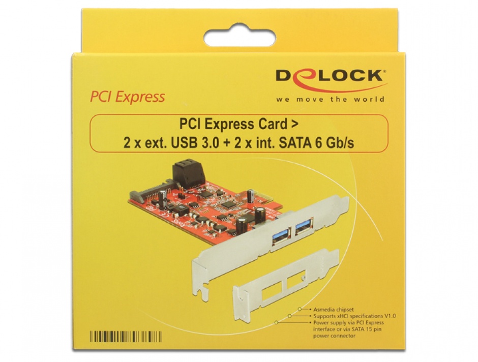 Imagine PCI Express cu 2 x USB 3.0 externe + 2 x SATA 6 Gb/s interne, Delock 89389