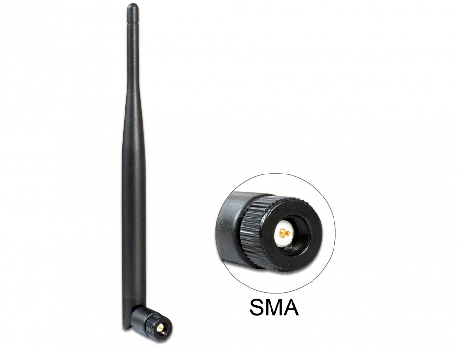 Imagine WLAN Antenna 802.11 ac/a/b/g/n SMA 5 dBi omnidirectional joint black, Delock 89438
