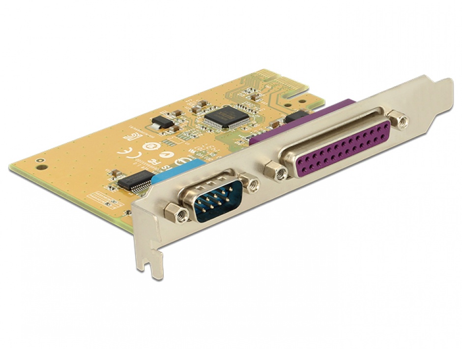 Imagine PCI Express cu 1 port serial RS232 + 1 x paralel DB25, Delock 89446