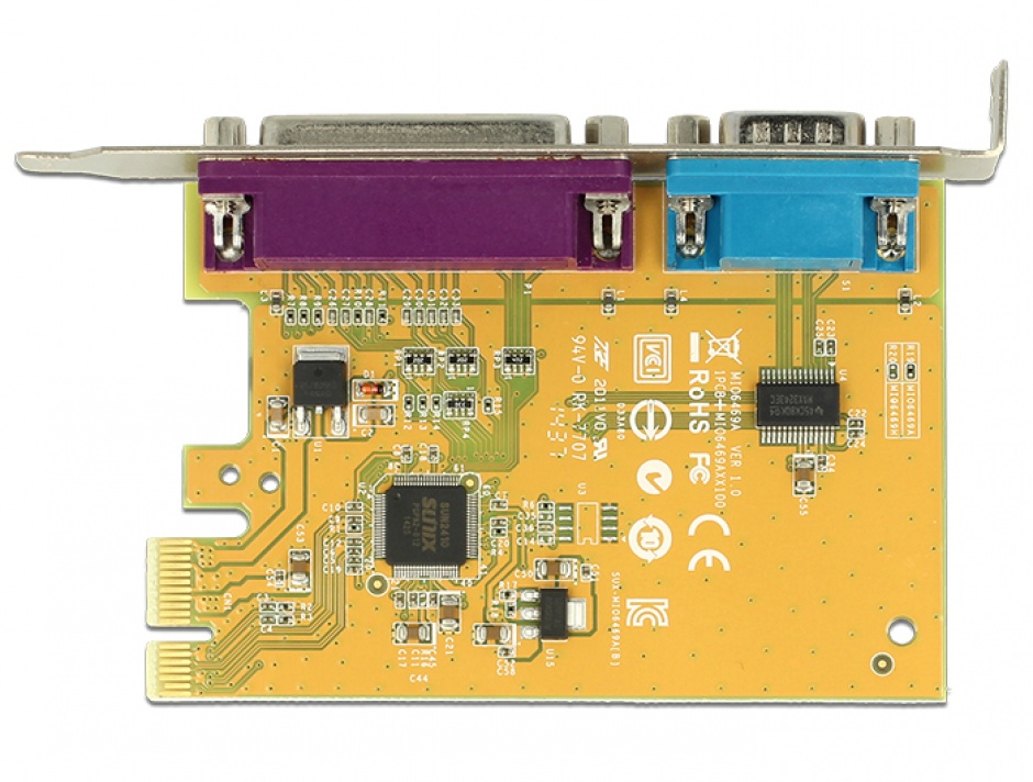 Imagine PCI Express cu 1 port serial RS232 + 1 x paralel DB25, Delock 89446