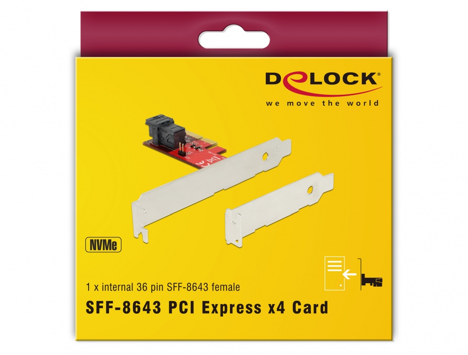 Imagine PCI Express cu 1 port SFF-8643 NVMe LPFF, Delock 89535