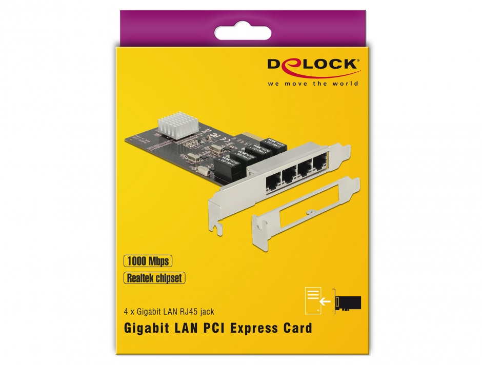 Imagine PCI Express la 4 x Gigabit LAN, Delock 89567