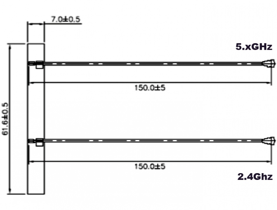 Imagine Antena WLAN Twin 2 x MHF IV / HSC MXHP32 802.11 ac/a/h/b/g/n 5 dBi, Delock 89571