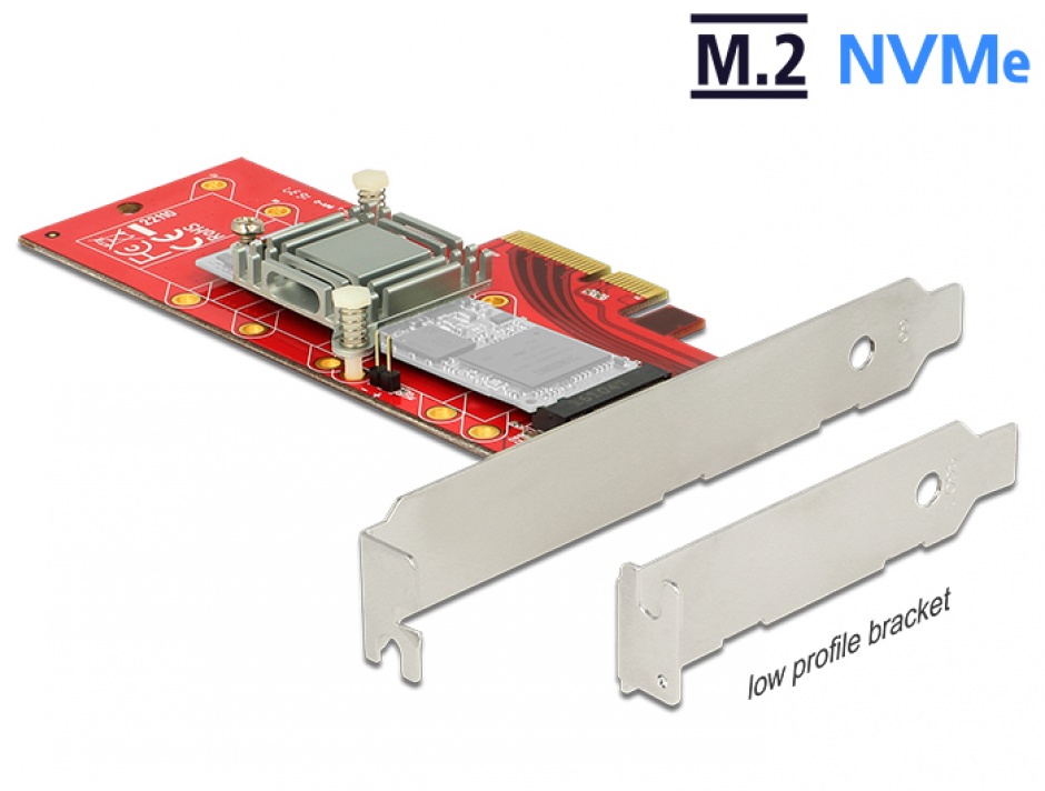 Imagine PCI Express la 1 x NVMe M.2 Key M 110 mm cu radiator, Delock 89577