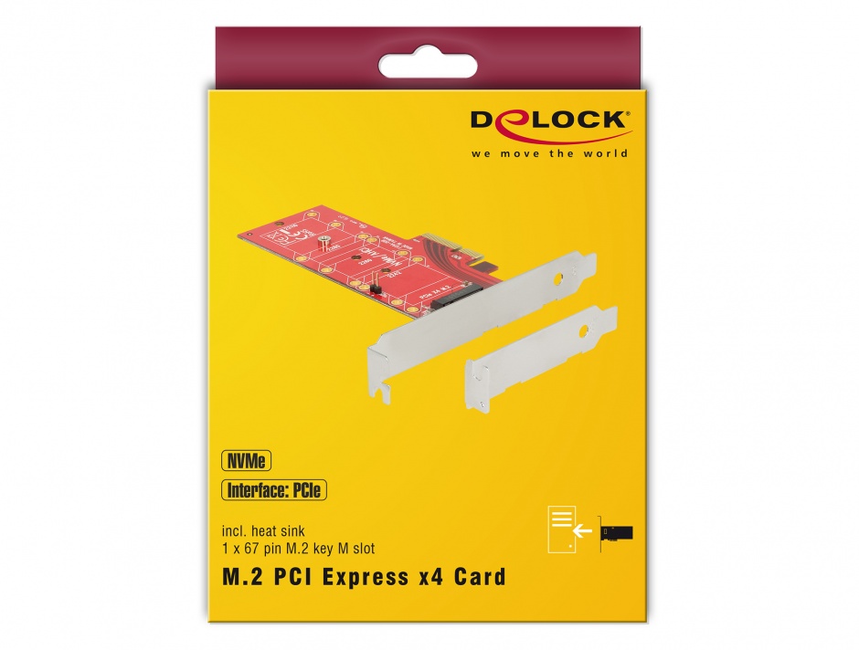 Imagine PCI Express x4 la 1 x NVMe M.2 Key M 110 mm cu radiator, Delock 89577