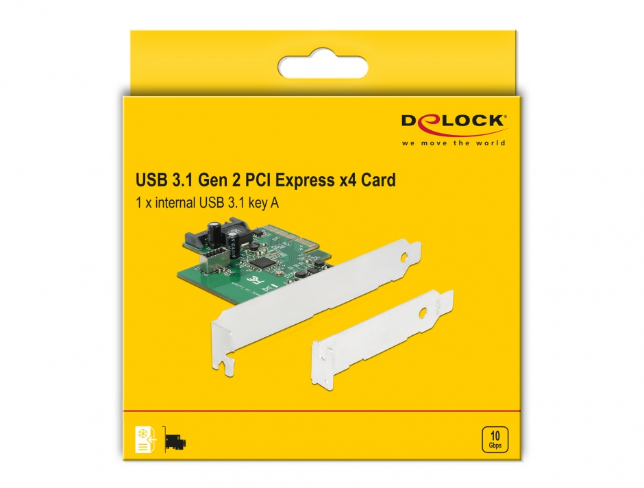Imagine PCI Express cu 1 x USB 3.1 Gen 2 key A 20 pini, Delock 89603