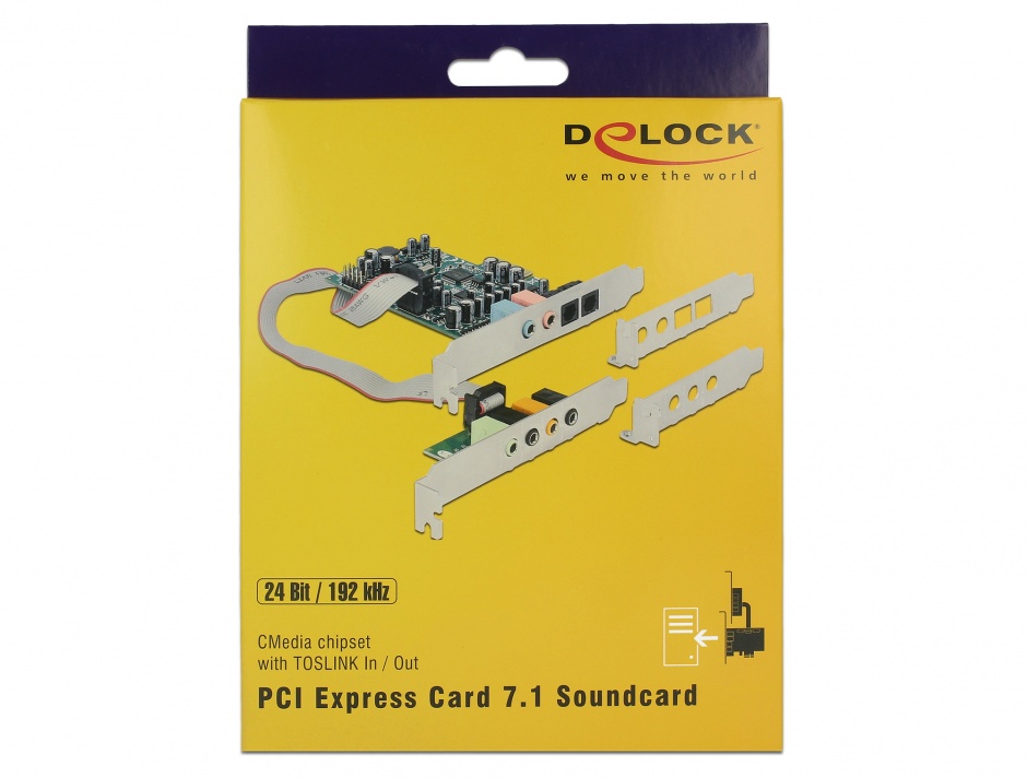 Imagine Placa de sunet PCI Express 7.1 - 24 Bit / 192 kHz cu TOSLINK In / Out, Delock 89640