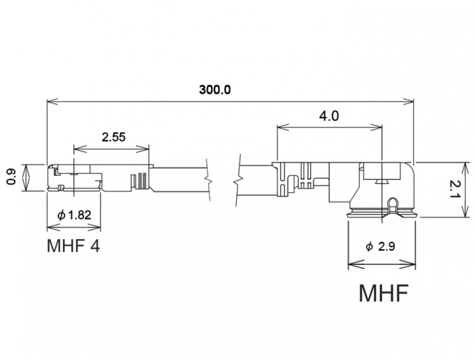 Imagine Cablu antena MHF / U.FL-LP-068 plug la MHF IV/ HSC MXHP32 plug 30cm 1.13, Delock 89649