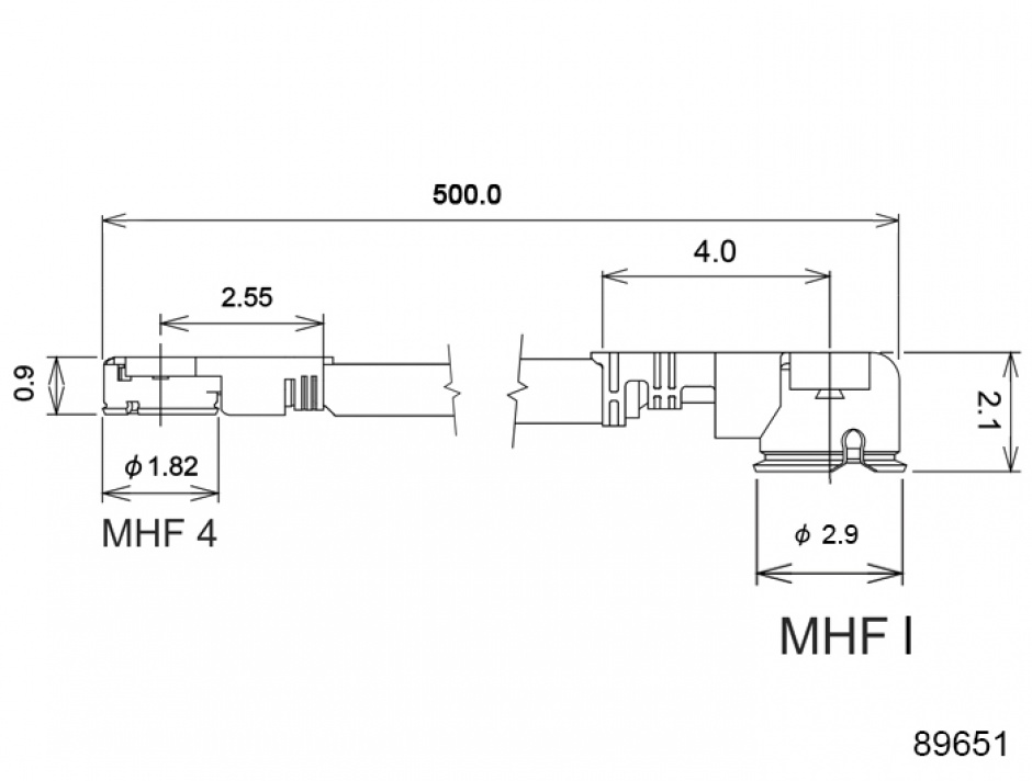 Imagine Cablu antena MHF / U.FL-LP-068 plug la MHF IV/ HSC MXHP32 plug 50cm 1.13, Delock 89651