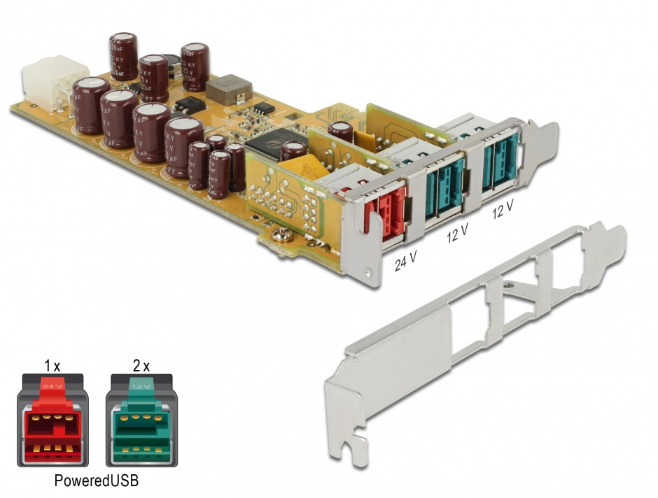 Imagine PCI Express PoweredUSB la 1 x USB 24V + 2 USB 12V, Delock 89655