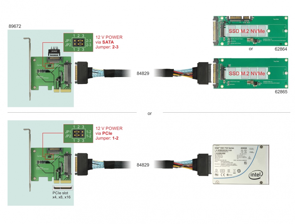 Imagine PCI Express la un port intern mama U.2 NVMe SFF-8639, Delock 89672