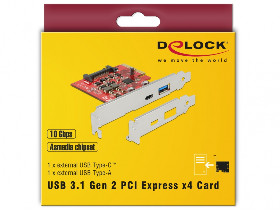 Imagine PCI Express la 1 port extern USB-C + 1 x extern USB 3.1-A Gen 2, Delock 89898