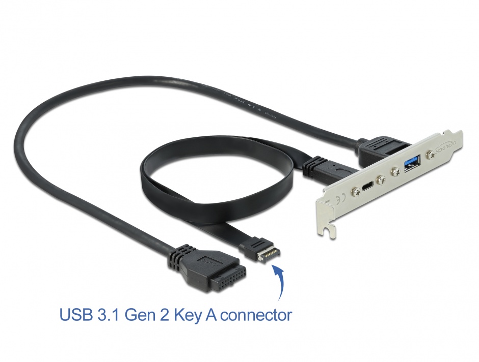 Imagine Bracket cu 1 x USB-C 20V/3A si 1 x USB-A 5V/0.9A, Delock 89934
