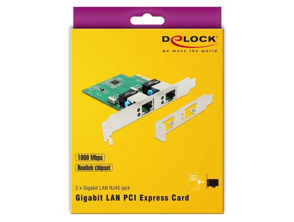 Imagine PCI Express cu 2 x Gigabit LAN, Delock 89999
