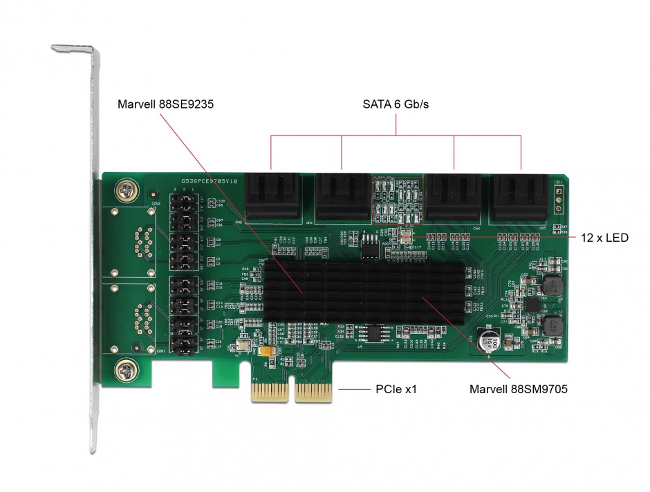 Imagine PCI Express cu 8 porturi SATA III, Delock 90391