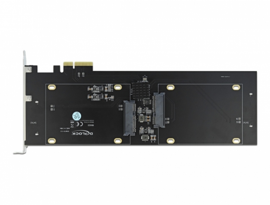 Imagine PCI Express x2 Card cu 4 x HDD/SSD SATA 22 pini (date + alimentare) RAID, Delock 90433