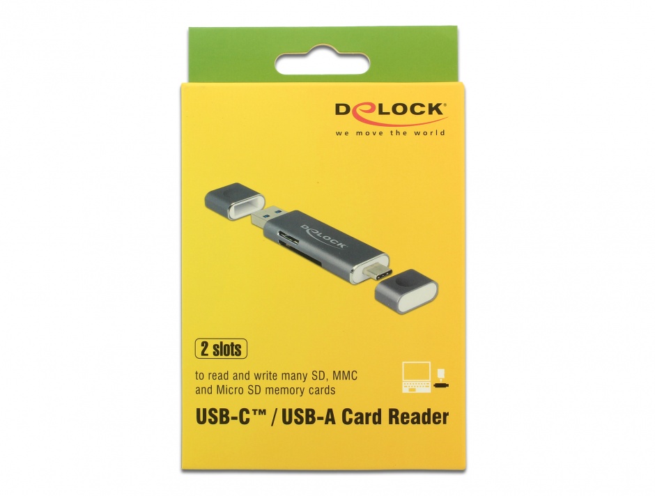 Imagine Cititor de carduri USB 3.1-C/A la SD / MMC + Micro SD, Delock 91499