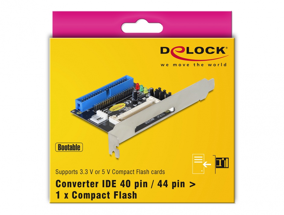 Imagine Cititor de carduri IDE 40 pini la Compact Flash, Delock 91624