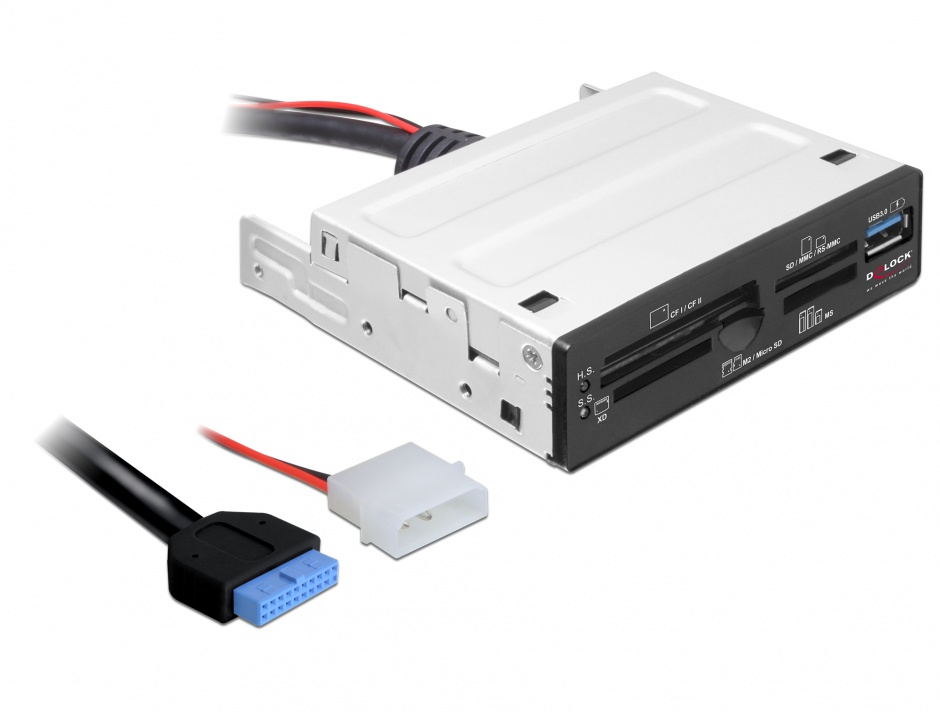 Imagine Card reader USB 3.0 63 in 1 pentru bay 3.5", Delock 91725