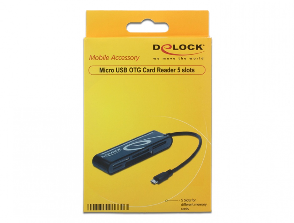 Imagine Cititor de carduri pe micro USB 2.0 OTG 6 sloturi, Delock 91732