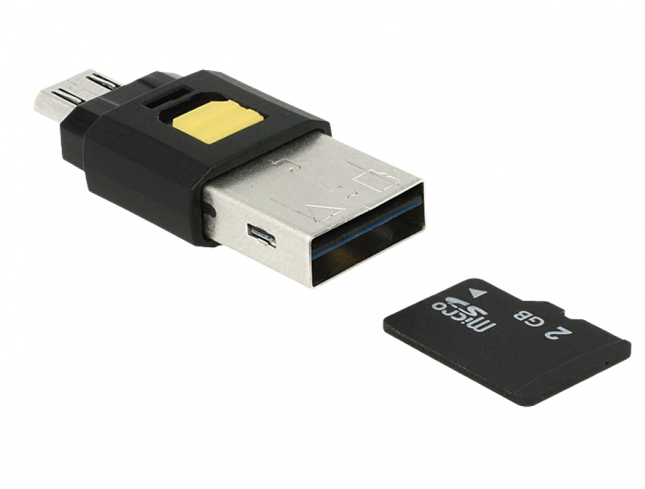 Imagine Cititor de carduri Micro USB OTG + USB 2.0-A, Delock 91735