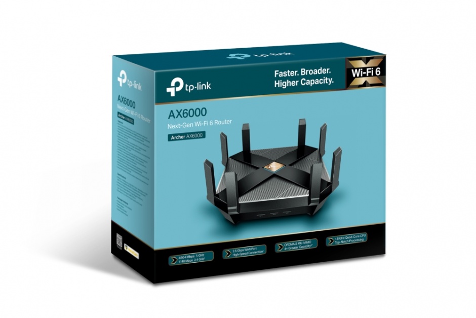 Imagine Router wireless Dual Band 802.11ax/Wi-fi 6 cu 6 antene externe, TP-LINK Archer AX6000