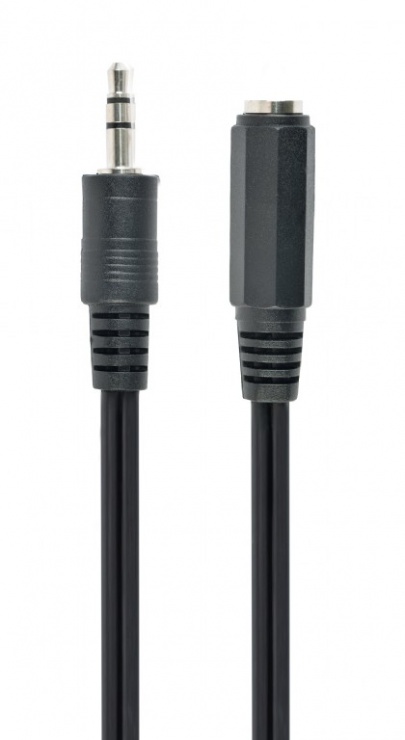 Imagine Cablu prelungitor jack stereo 3.5mm M-T 5m Negru, Gembird CCA-423-5M