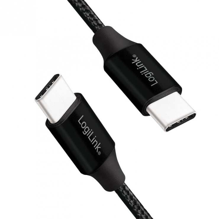 Imagine Cablu USB 2.0-C la USB-C T-T 1m Negru, Logilink CU0154