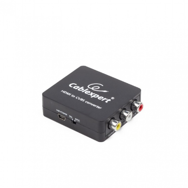 Imagine Convertor HDMI la 3 x RCA Composite video + audio Full HD, Gembird DSC-HDMI-CVBS-001