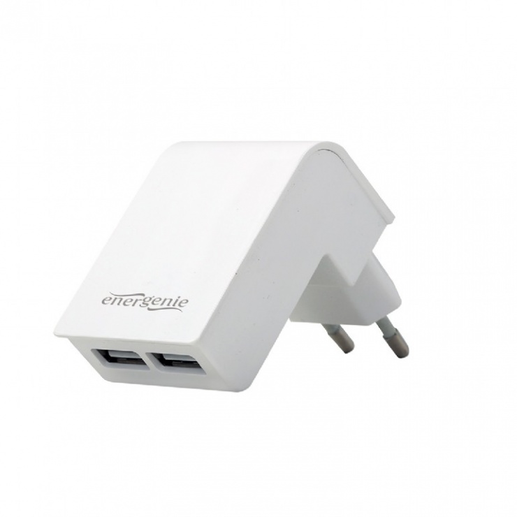 Imagine Incarcator priza 2 x USB 2.1A Alb, Energenie EG-U2C2A-02-W
