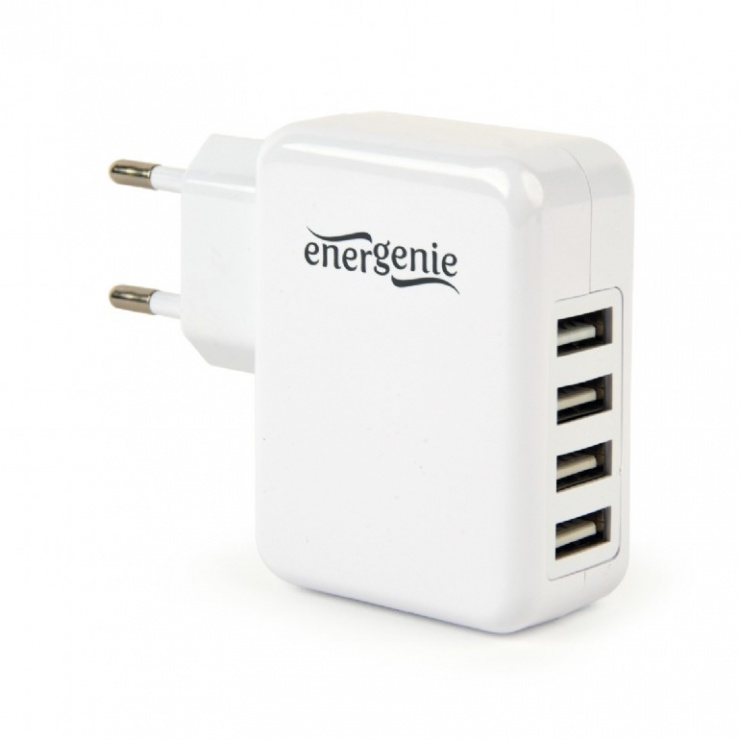 Imagine Incarcator priza 4 x USB 3.1A Alb, Energenie EG-U4AC-02